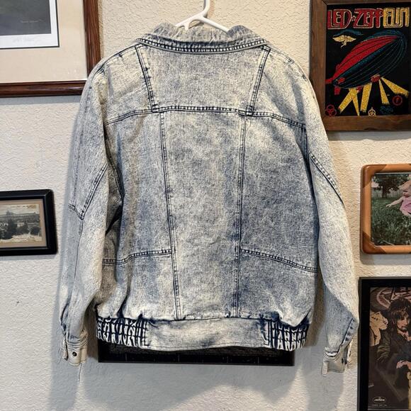 Vintage 80s RARE New Order Designer Acid Wash Denim Jacket Size Medium - Picture 6 of 7